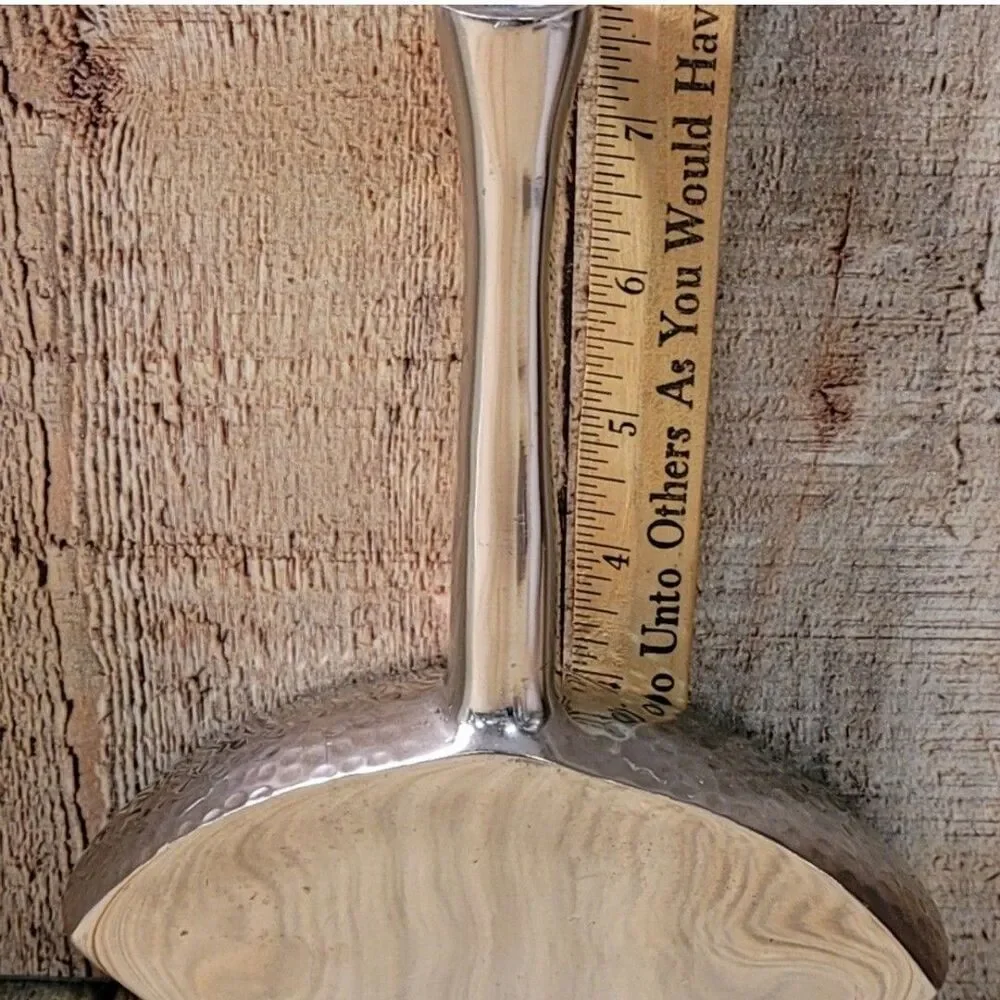 Chromed Metal Flower vase or Art, with hammered accents.